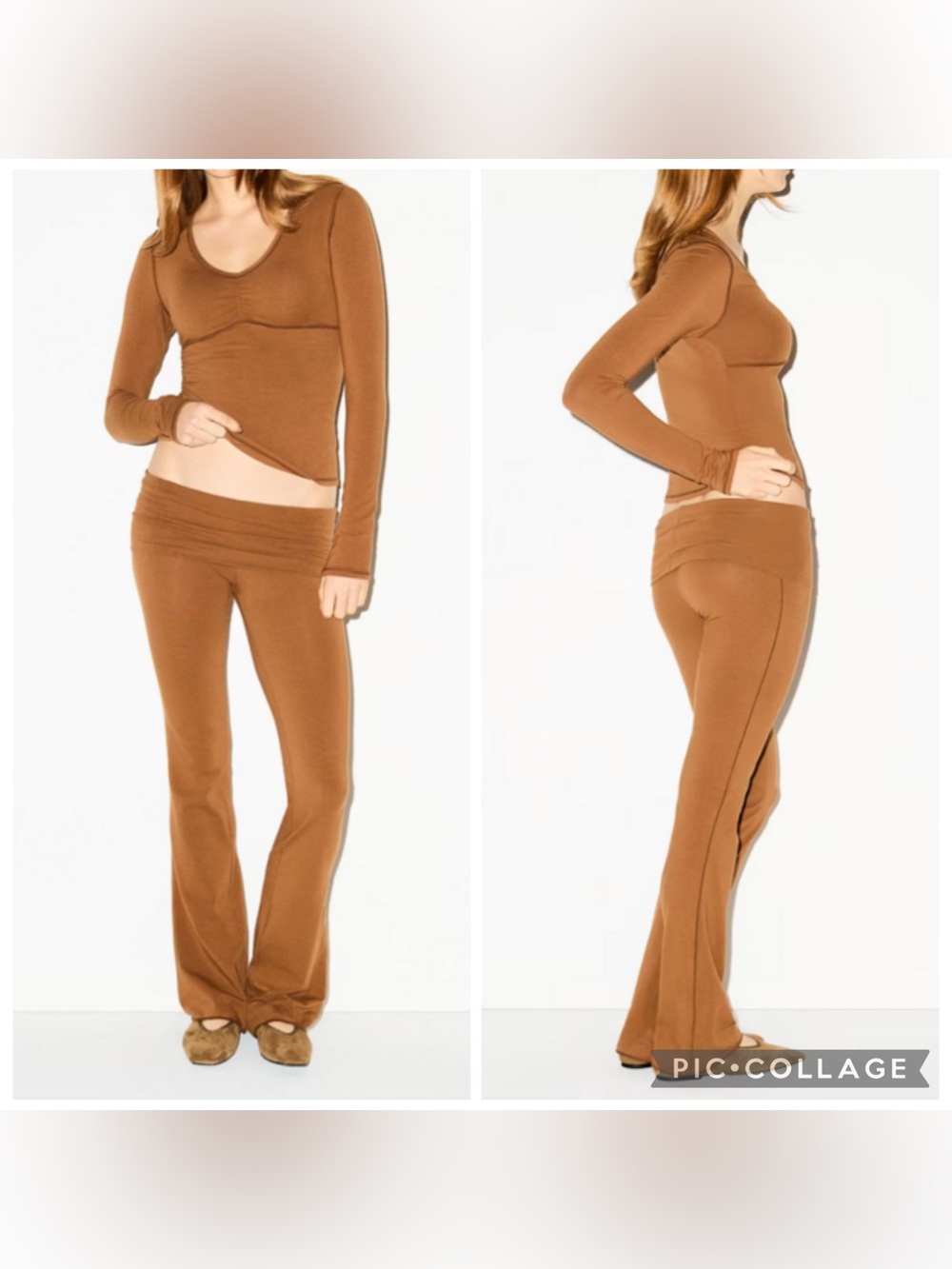 Skims Cotton Jersey Foldover Pant in Chai NWT Small